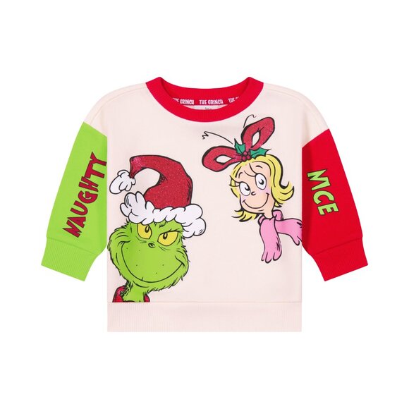 The Grinch Dr. Seuss Unisex Sweatshirt, Sizes 12M-5T, Naughty or Nice, NWT - Picture 2 of 7